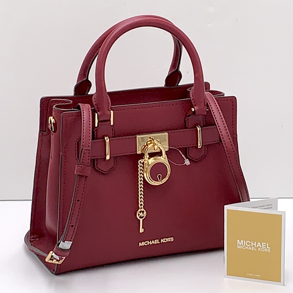 Michael Kors Hamilton Small Satchel Shoulder Crossbody Bag Dark cherry COLOR - Picture 1 of 16
